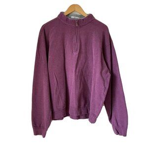 Peter Millar 1/4 Zip Pullover Sweater Maroon/Purple Mens Size Large Cotton